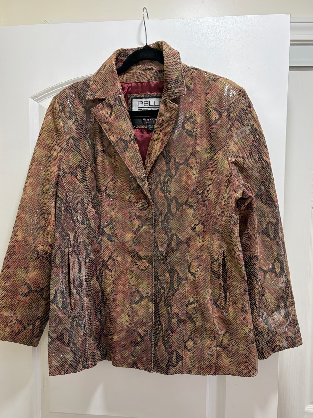 Pelle Studio Wilsons Multi-Color Python Snake Print Genuine Leather Jacket Large